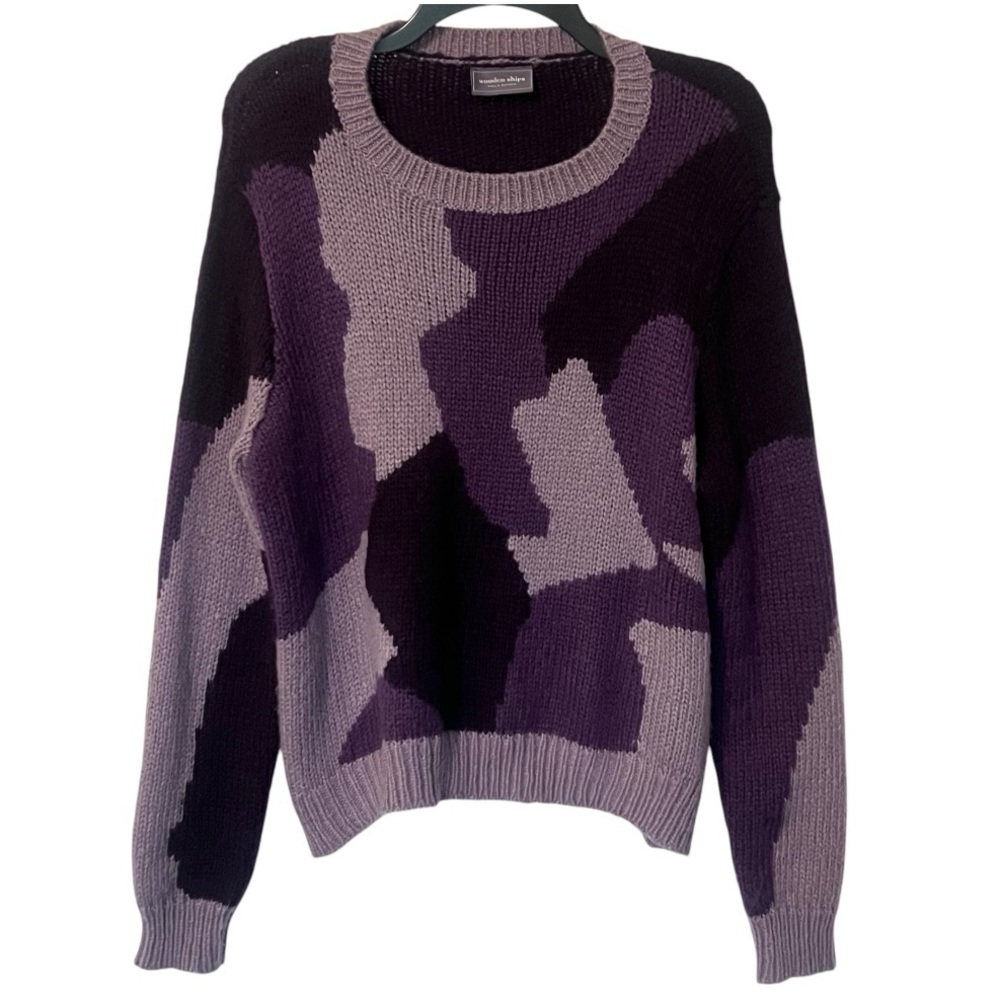 Wooden Ships Wool Blend Purple Pink Black Camouflage Style Print Size S / M